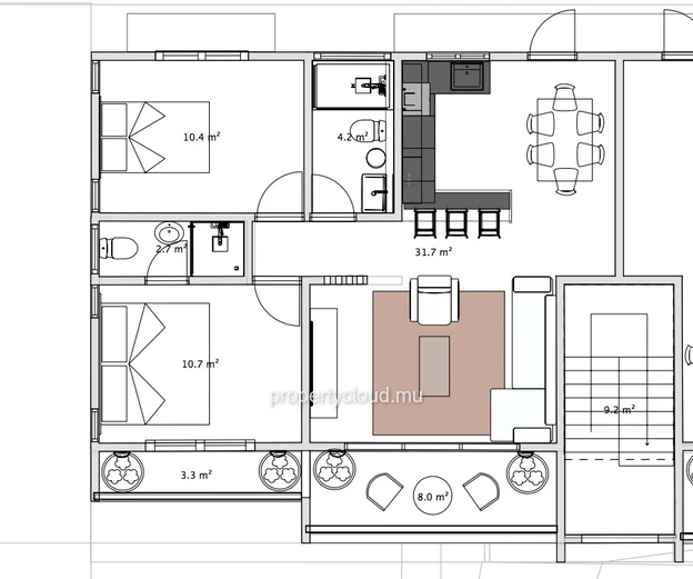 Albion – For sale superb 2 bedroom penthouse with roof terrace and communal pool