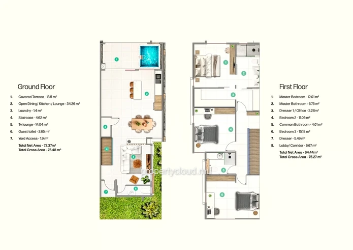 Tamarin à vendre duplex 3 chambres en PDS accessibles aux étrangers situé au cœur de ville à proximité des commerces,...