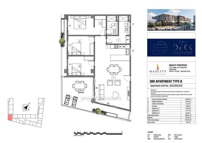 Accessible to foreigners: 3 bedroom apartment with communal pool in Grand Baie La Croisette.